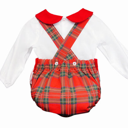 *SALE* Baby Boy Red Tartan H Strip Romper with Shirt Christmas "MYD825"