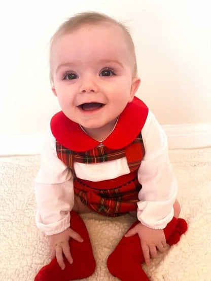 *SALE* Baby Boy Red Tartan H Strip Romper with Shirt Christmas "MYD825"