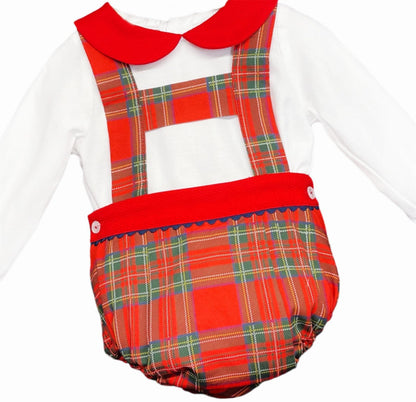 *SALE* Baby Boy Red Tartan H Strip Romper with Shirt Christmas "MYD825"