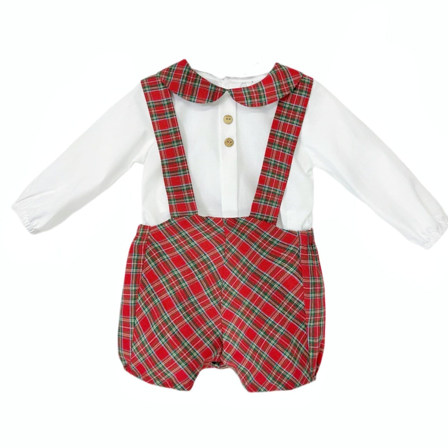 *SALE* Baby Boy Red Tartan Strap Shorts with Shirt "MYDB2491"