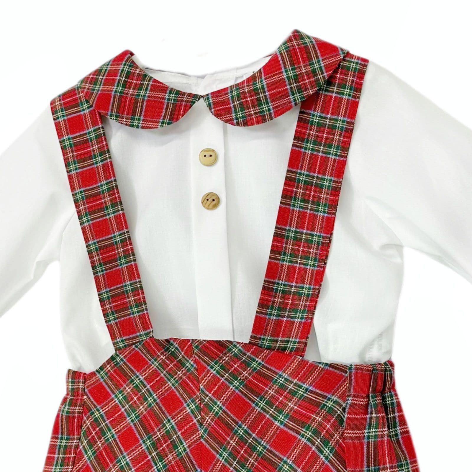 *SALE* Baby Boy Red Tartan Strap Shorts with Shirt "MYDB2491"
