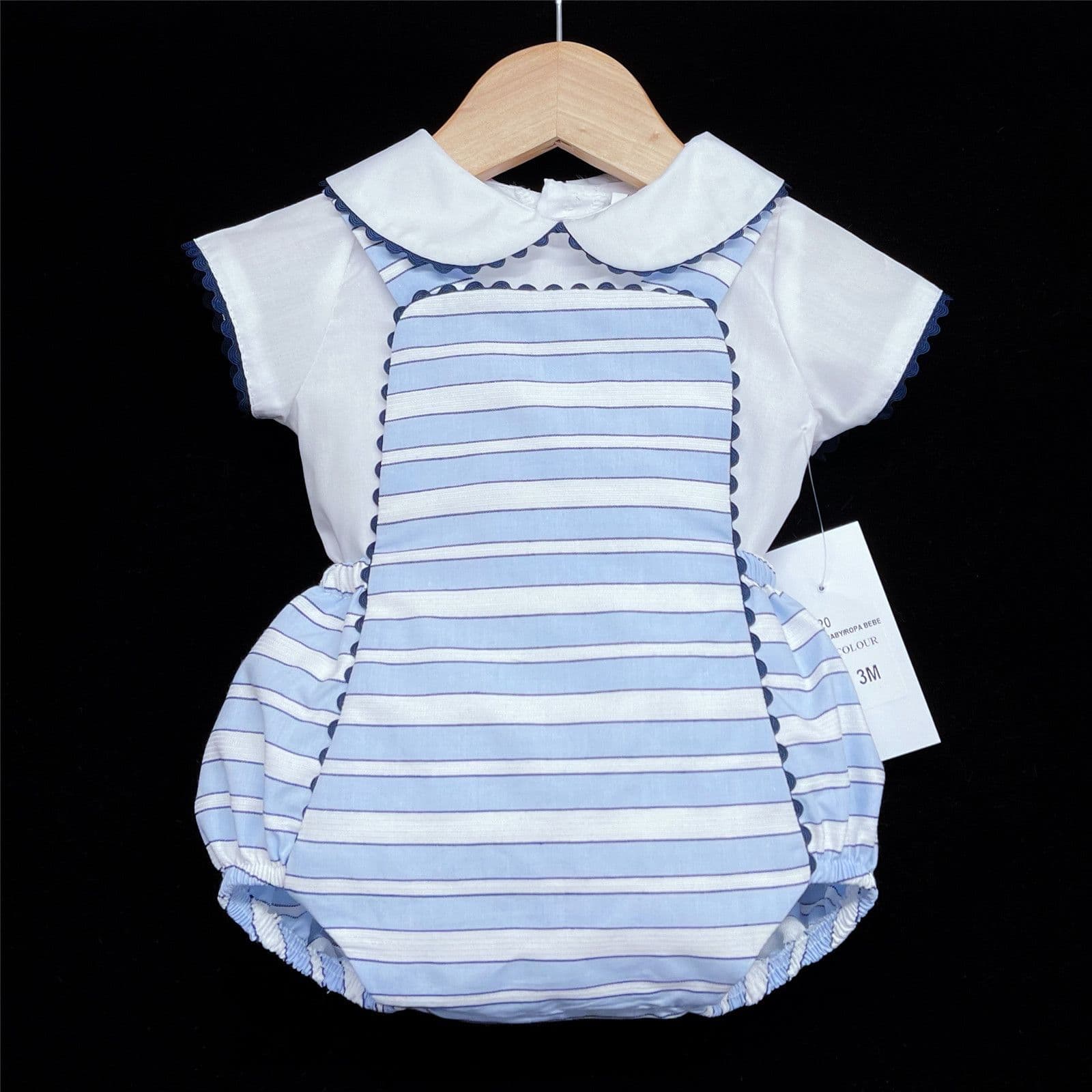 *SALE* Baby Boy Spanish Blue Striped Dungaree Outfit "LM020"