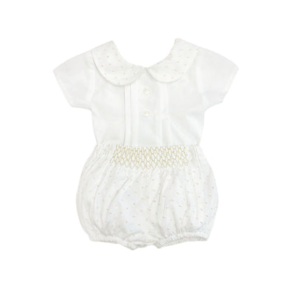 *SALE* Baby Boy White/Sand Plumetis Jam Pants with Top "MYD2460"