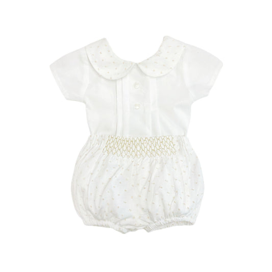 *SALE* Baby Boy White/Sand Plumetis Jam Pants with Top "MYD2460"
