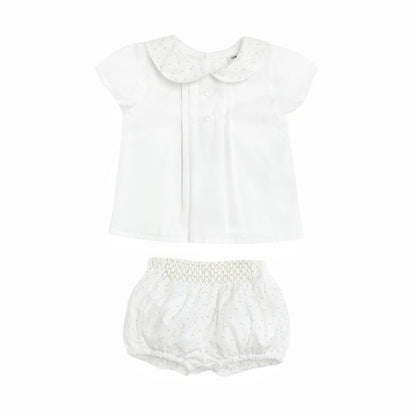 *SALE* Baby Boy White/Sand Plumetis Jam Pants with Top "MYD2460"