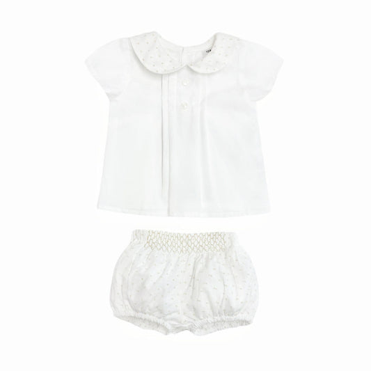 *SALE* Baby Boy White/Sand Plumetis Jam Pants with Top "MYD2460"