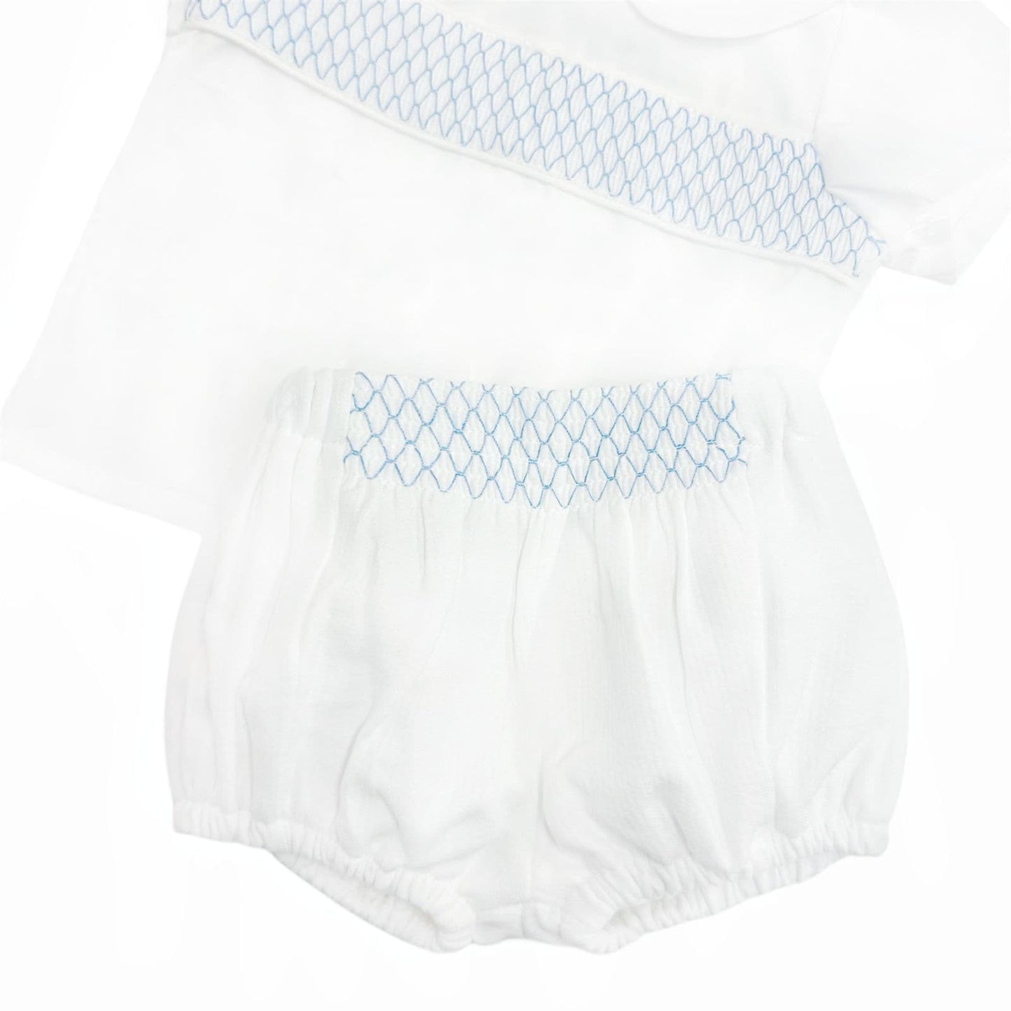 *SALE* Baby Boy White Smocked Outfit Shorts with Top "MYD2457"