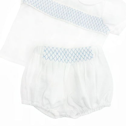*SALE* Baby Boy White Smocked Outfit Shorts with Top "MYD2457"
