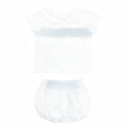 *SALE* Baby Boy White Smocked Outfit Shorts with Top "MYD2457"