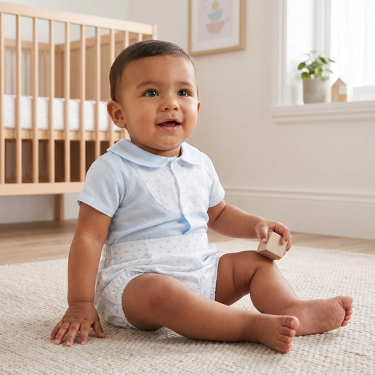 *SALE* Baby Boy White Smocked Shorts with Top "MYD2461"