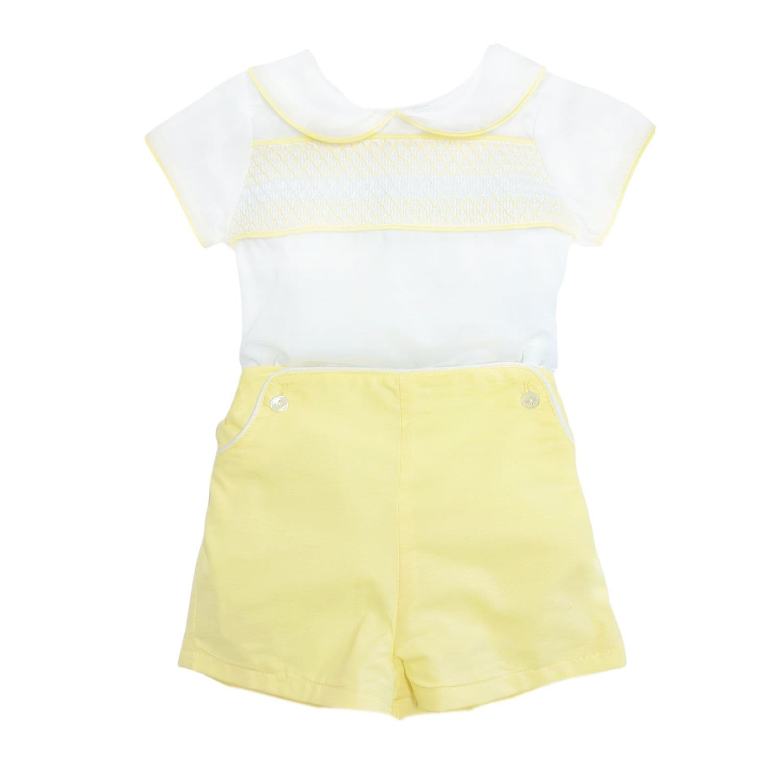 *SALE* Baby Boy Yellow Shorts with Smocked Shirt "MYD2324Y"