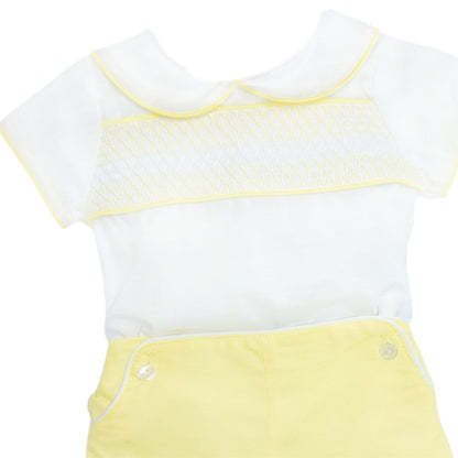 *SALE* Baby Boy Yellow Shorts with Smocked Shirt "MYD2324Y"