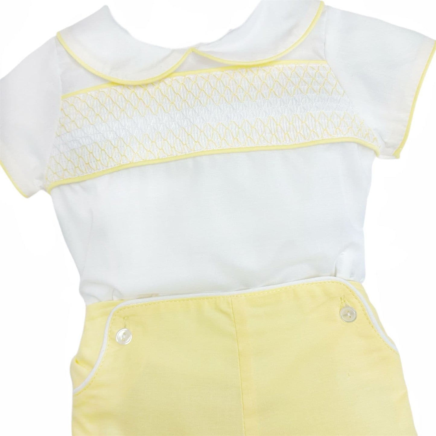 *SALE* Baby Boy Yellow Shorts with Smocked Shirt "MYD2324Y"