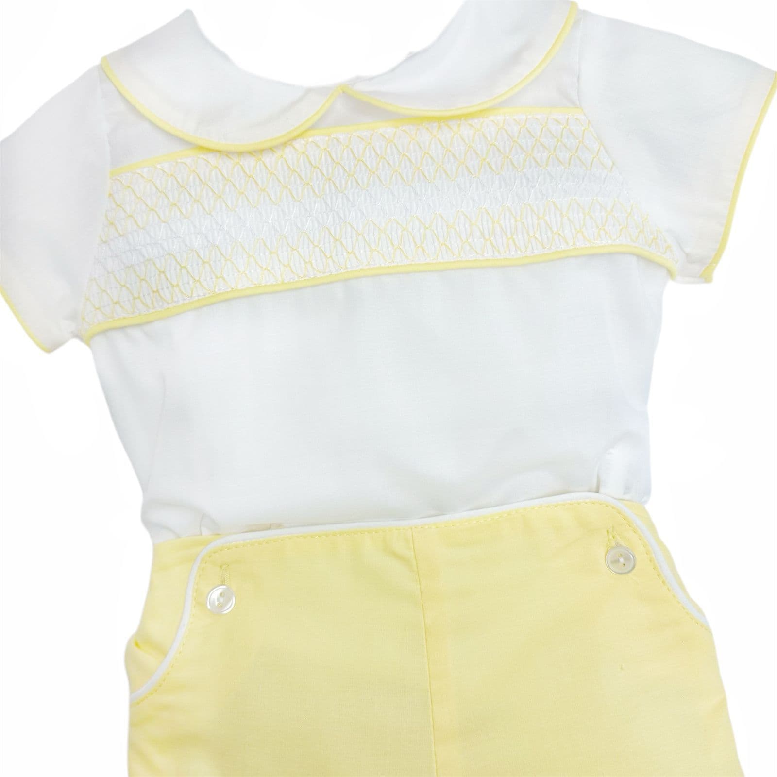 *SALE* Baby Boy Yellow Shorts with Smocked Shirt "MYD2324Y"