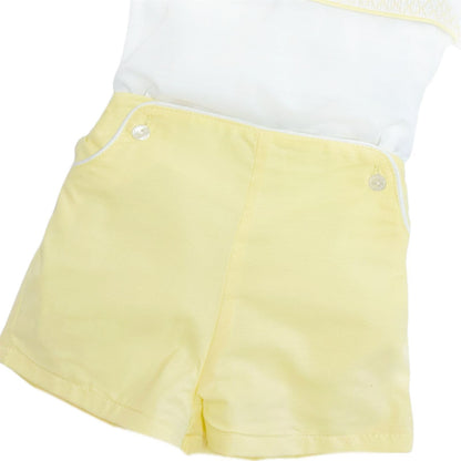 *SALE* Baby Boy Yellow Shorts with Smocked Shirt "MYD2324Y"