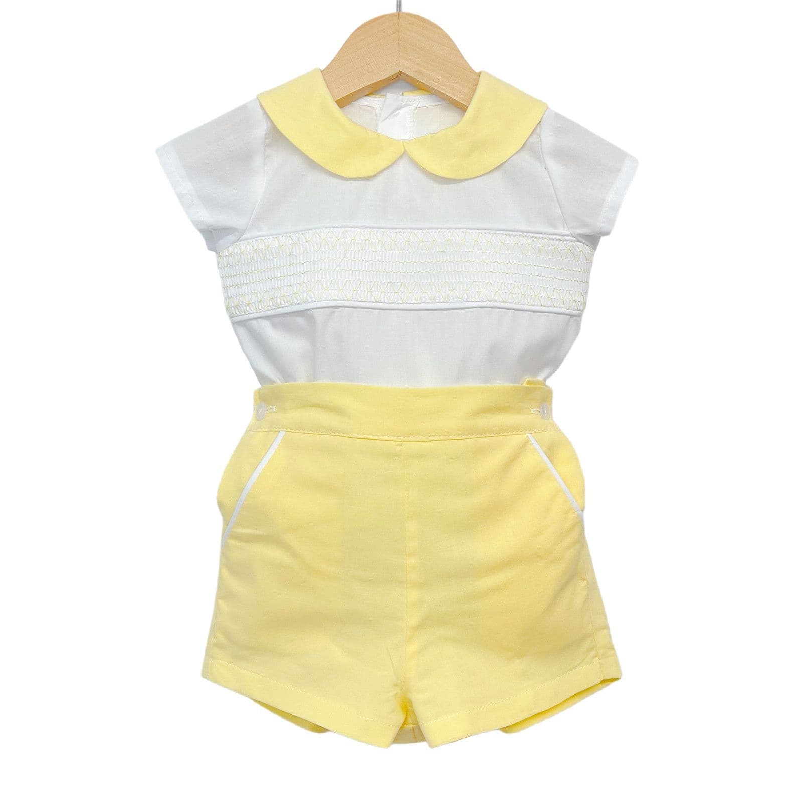 *SALE* Baby Boy Yellow Smocked Shirt with Shorts "MYD2223Y"