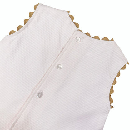*SALE* Baby Girl Beige Bow Waffle Dress with White Fur Bottom "8612 Beige"