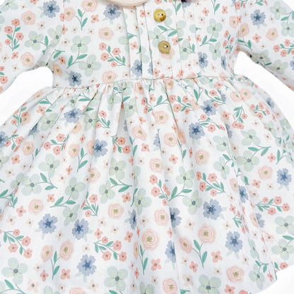 SALE" Baby Girl Beige Floral Puff Ball Dress with Pants "MYD25226