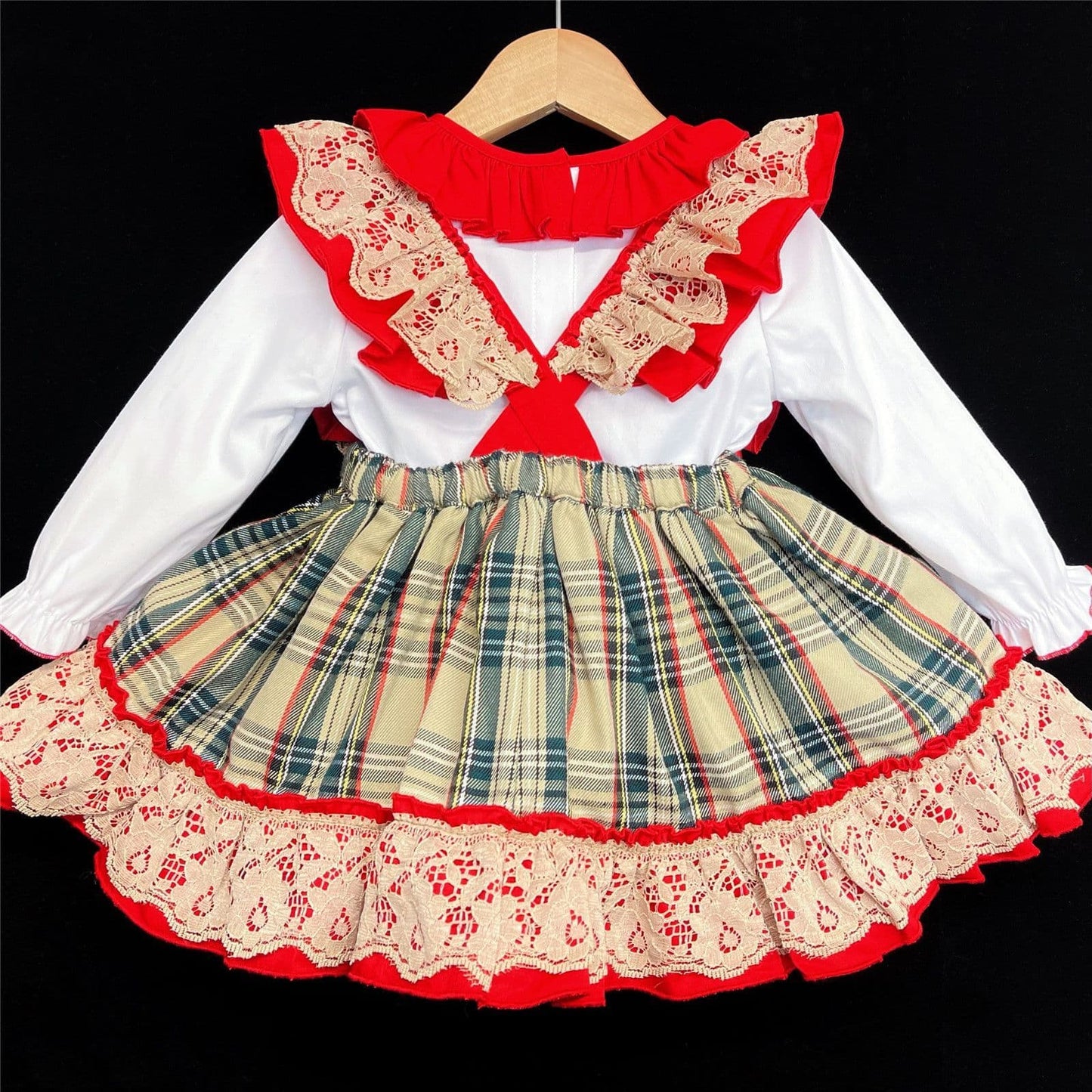 *SALE* Baby Girl Beige Tartan Pinafore with Blouse "2161 Beige"