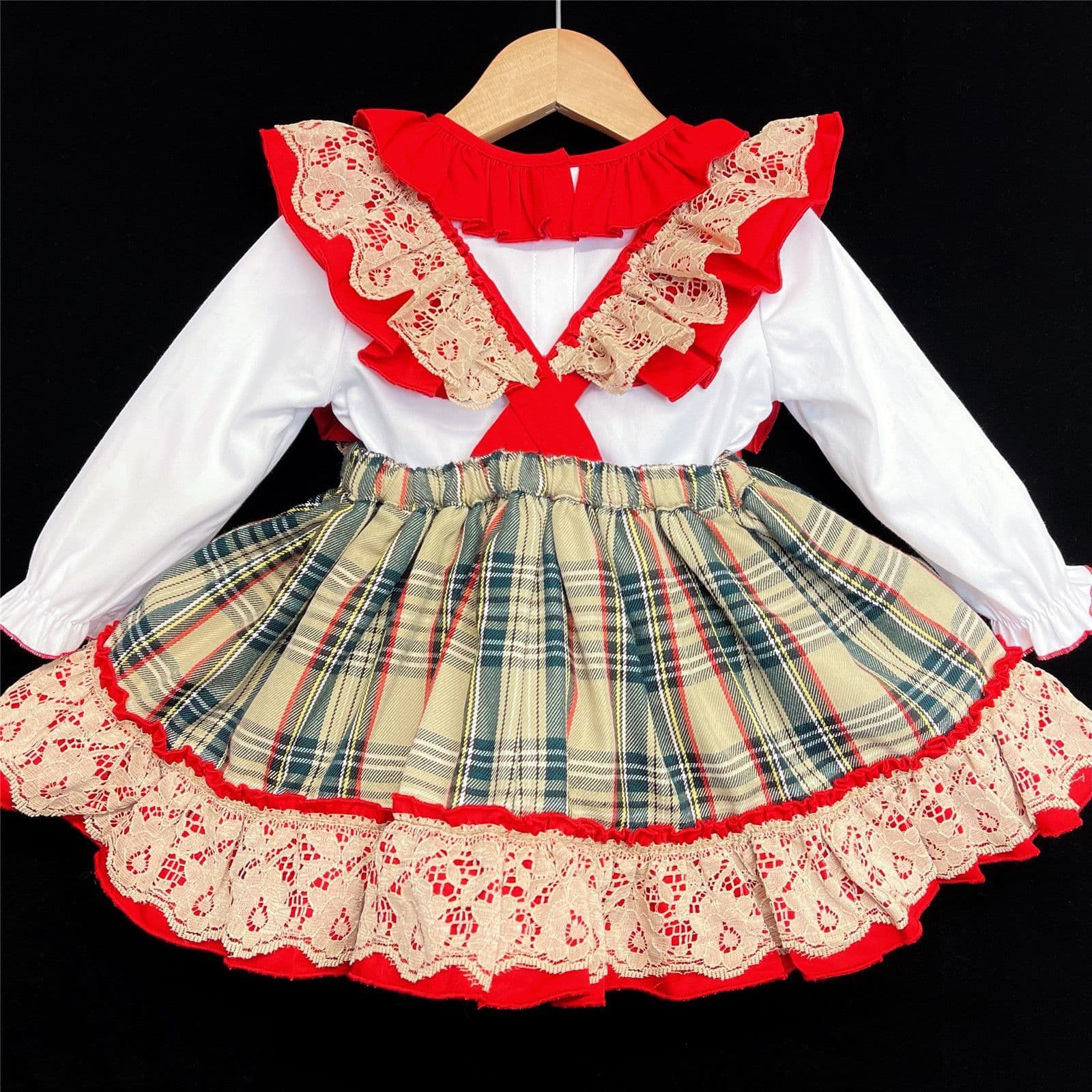 *SALE* Baby Girl Beige Tartan Pinafore with Blouse "2161 Beige"