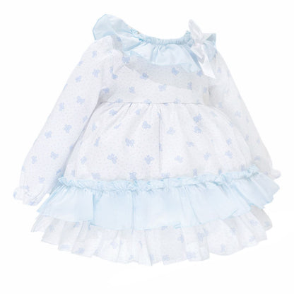 *SALE* Baby Girl Blue Bow Print Puff Ball Dress with Pants "MYD25215"