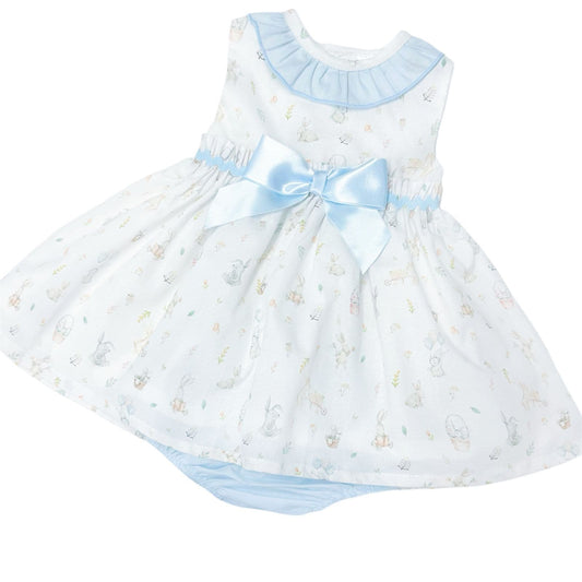 *SALE* Baby Girl Blue Bunny Print Dress with Pants "MYD2308"