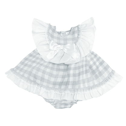 *SALE* Baby Girl Blue Checked Cotton Puff Ball Dress "MYD2466"