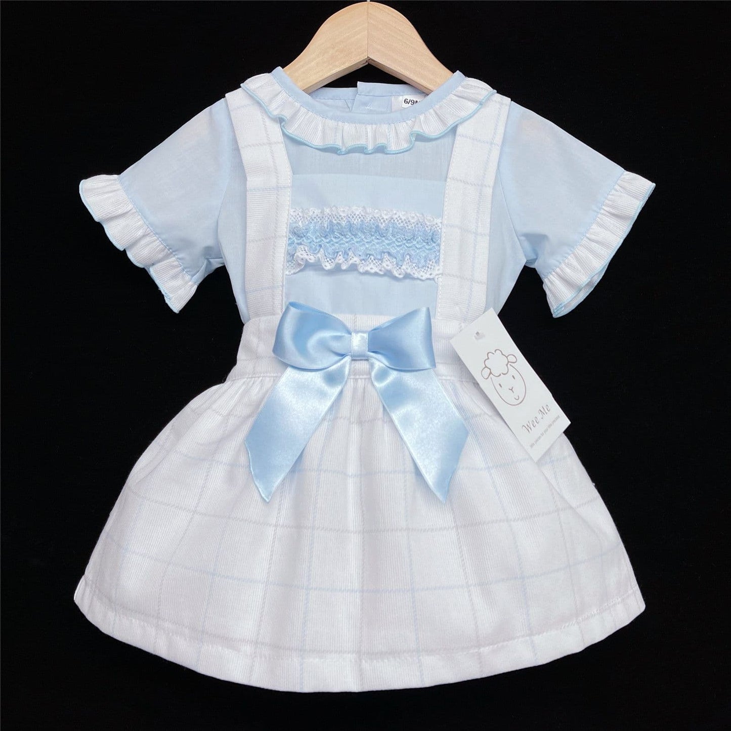 SALE" Baby Girl Blue Checked Pinafore Dress with Blue Shirt "MYD306 B