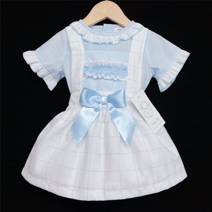 SALE" Baby Girl Blue Checked Pinafore Dress with Blue Shirt "MYD306 B