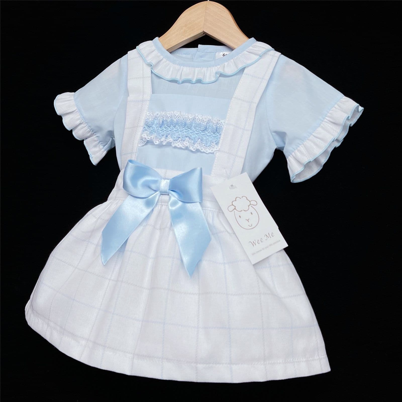 SALE" Baby Girl Blue Checked Pinafore Dress with Blue Shirt "MYD306 B