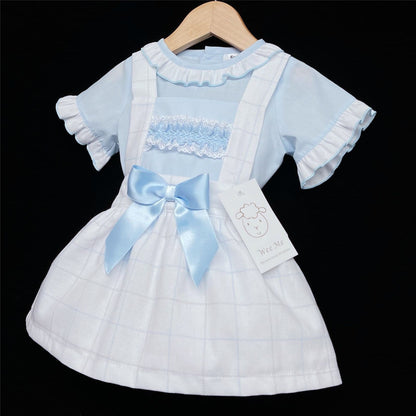 SALE" Baby Girl Blue Checked Pinafore Dress with Blue Shirt "MYD306 B
