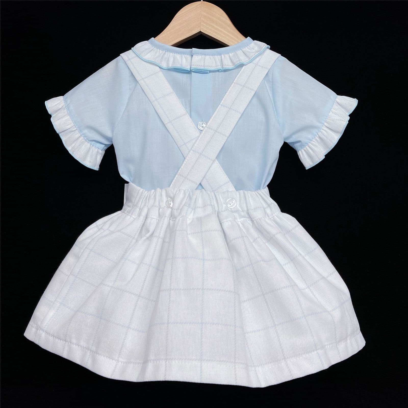 SALE" Baby Girl Blue Checked Pinafore Dress with Blue Shirt "MYD306 B