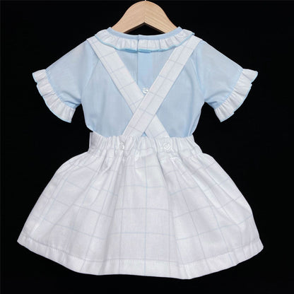 SALE" Baby Girl Blue Checked Pinafore Dress with Blue Shirt "MYD306 B