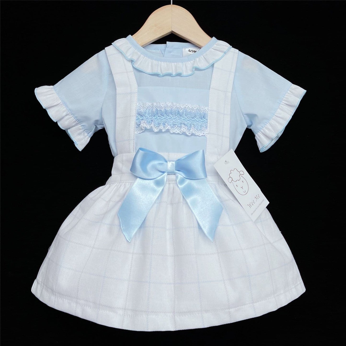 SALE" Baby Girl Blue Checked Pinafore Dress with Blue Shirt "MYD306 B