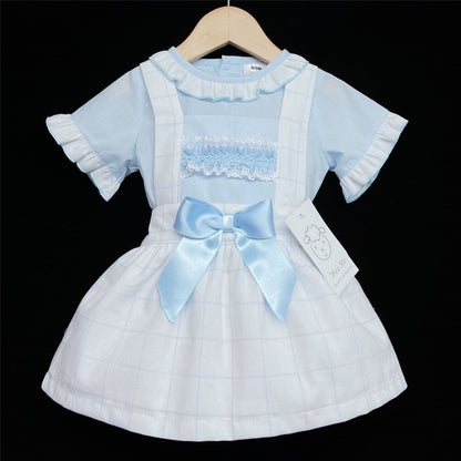 SALE" Baby Girl Blue Checked Pinafore Dress with Blue Shirt "MYD306 B
