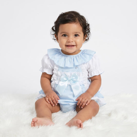 *SALE* Baby Girl Blue Cotton Frilly Romper with Top "2406B"