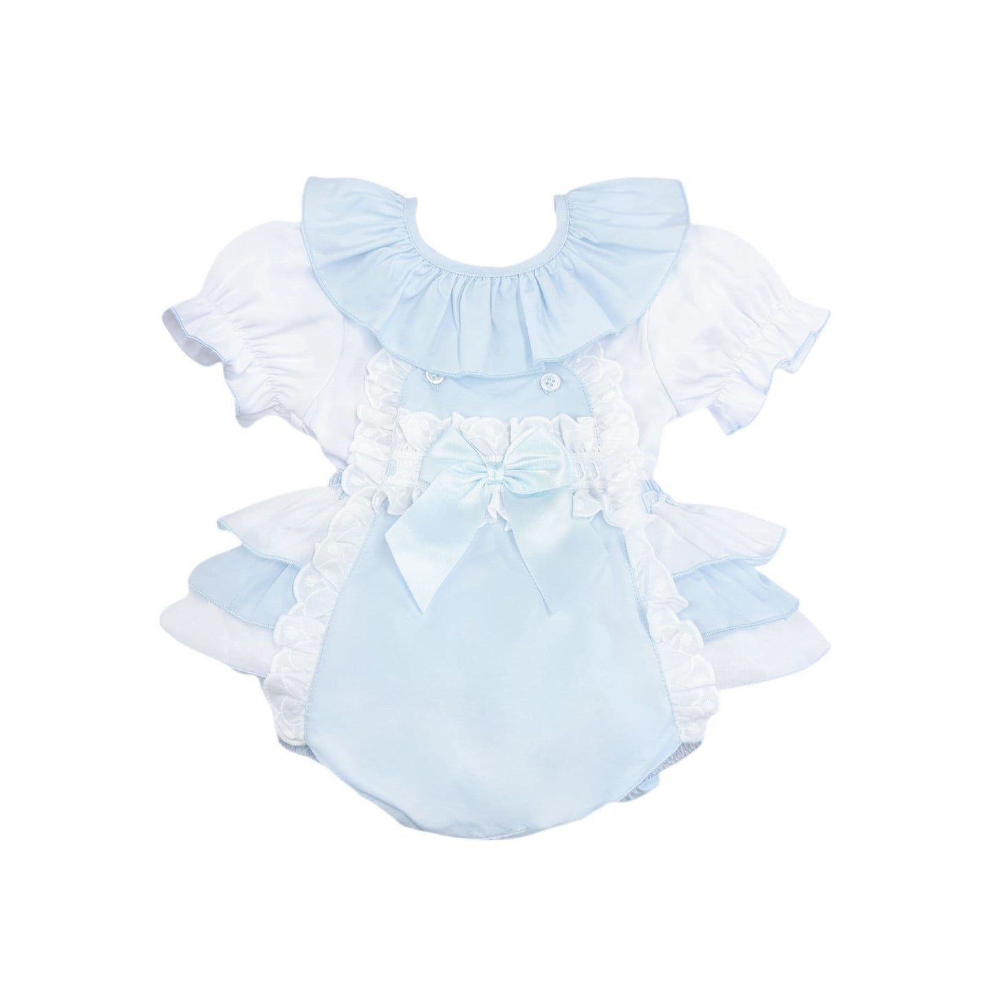 *SALE* Baby Girl Blue Cotton Frilly Romper with Top "2406B"