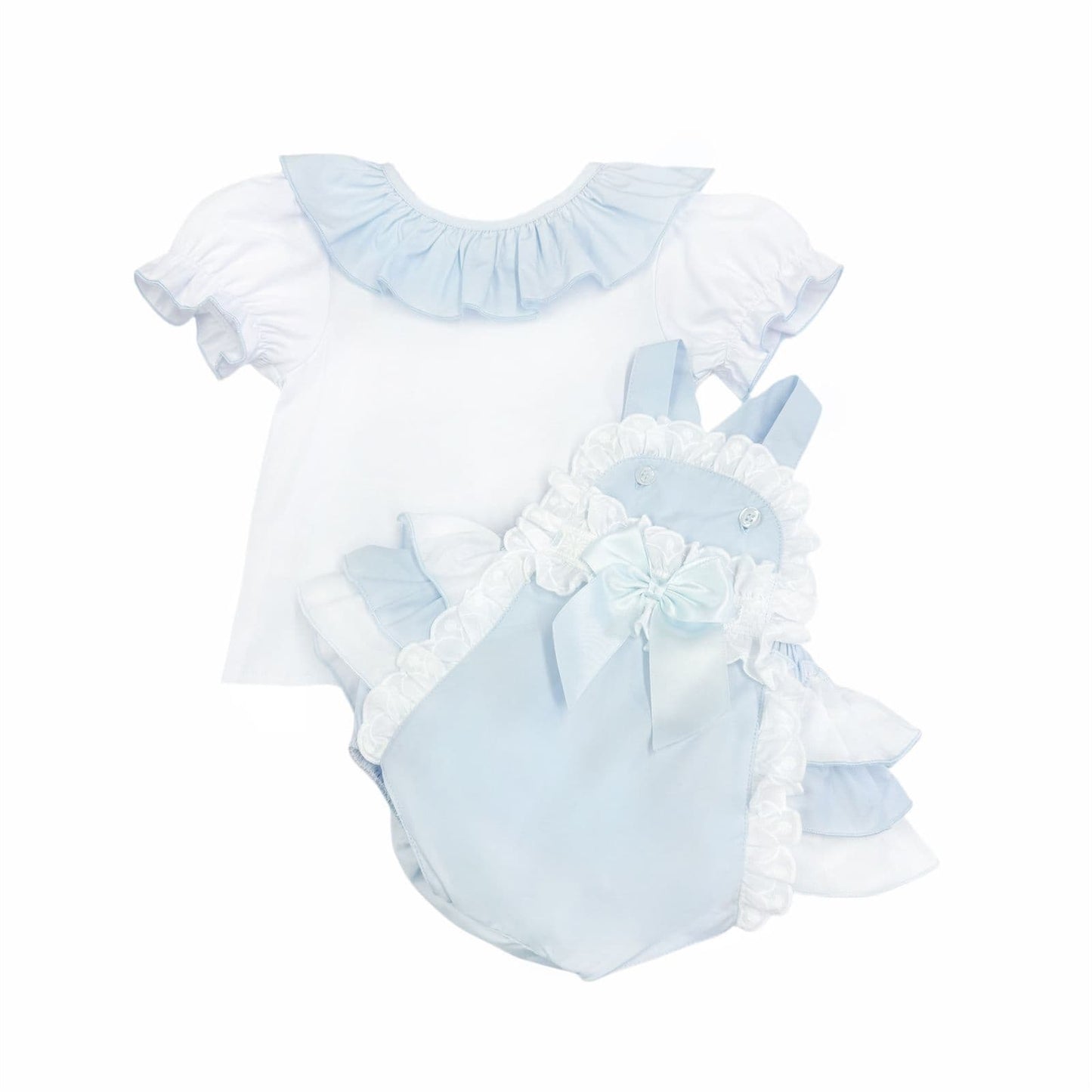 *SALE* Baby Girl Blue Cotton Frilly Romper with Top "2406B"