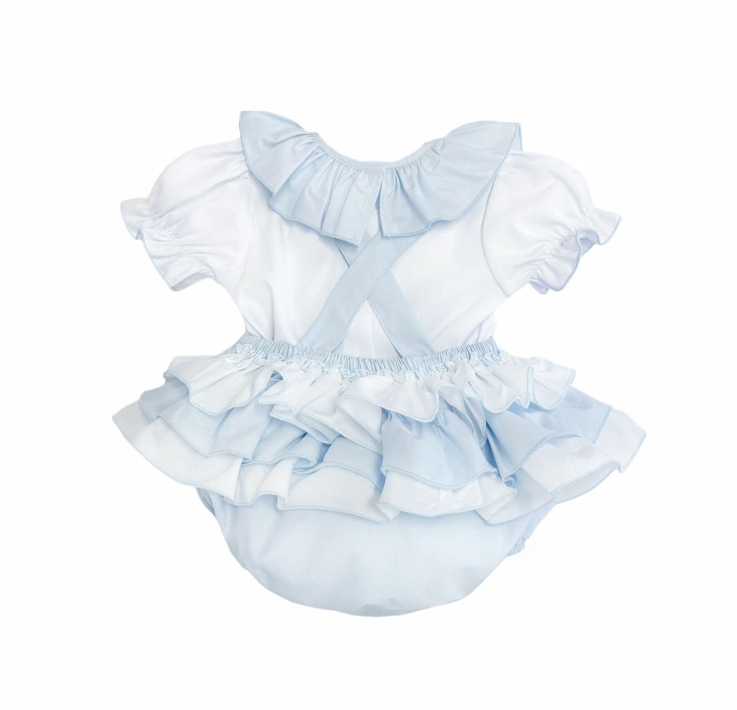 *SALE* Baby Girl Blue Cotton Frilly Romper with Top "2406B"