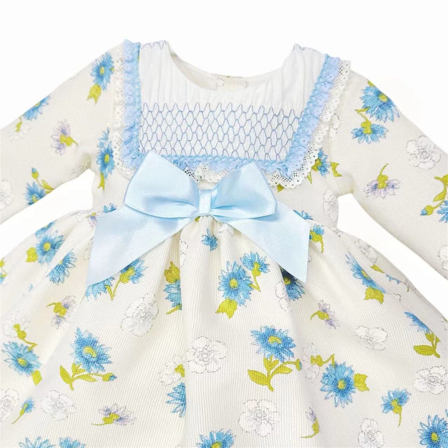 *SALE* Baby Girl Blue/Cream Floral Puff Ball Dress with Pants "MYDC2466"
