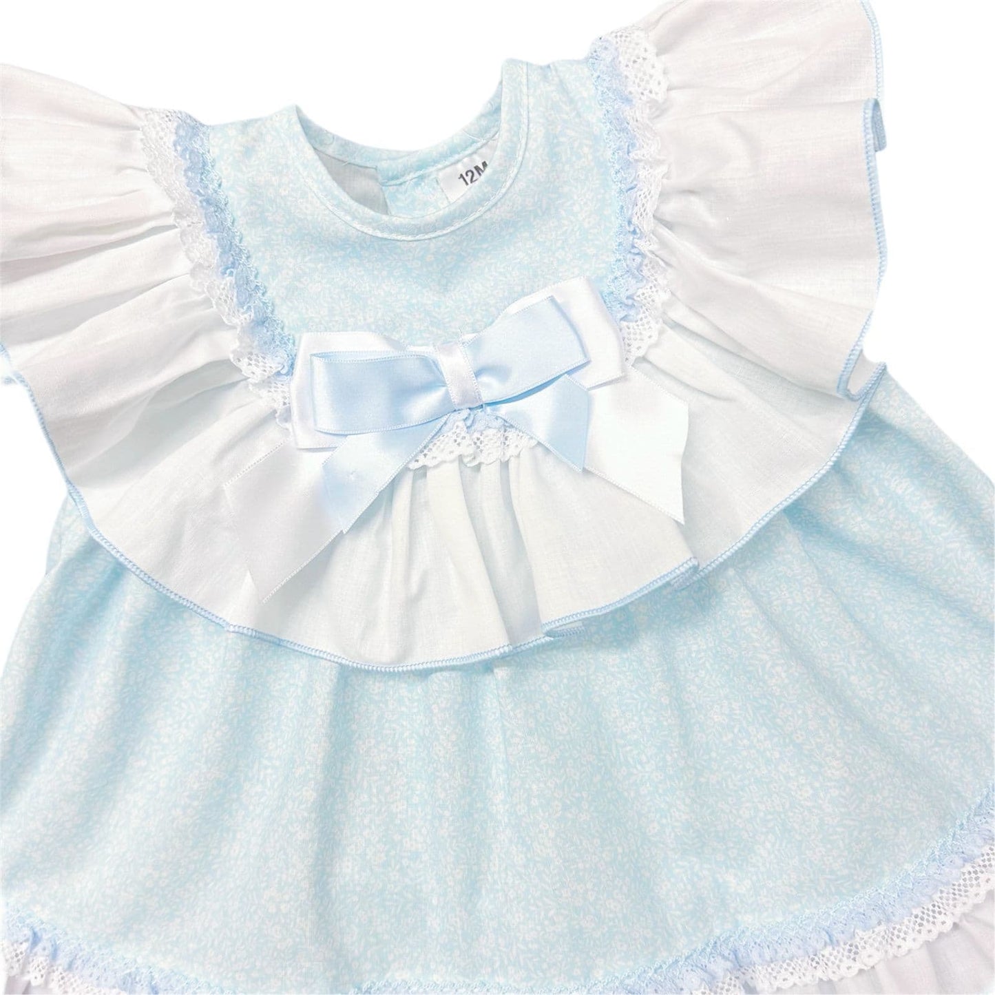 *SALE* Baby Girl Blue Floral Big Collar Puff Dress with Pants "MYD2433B"