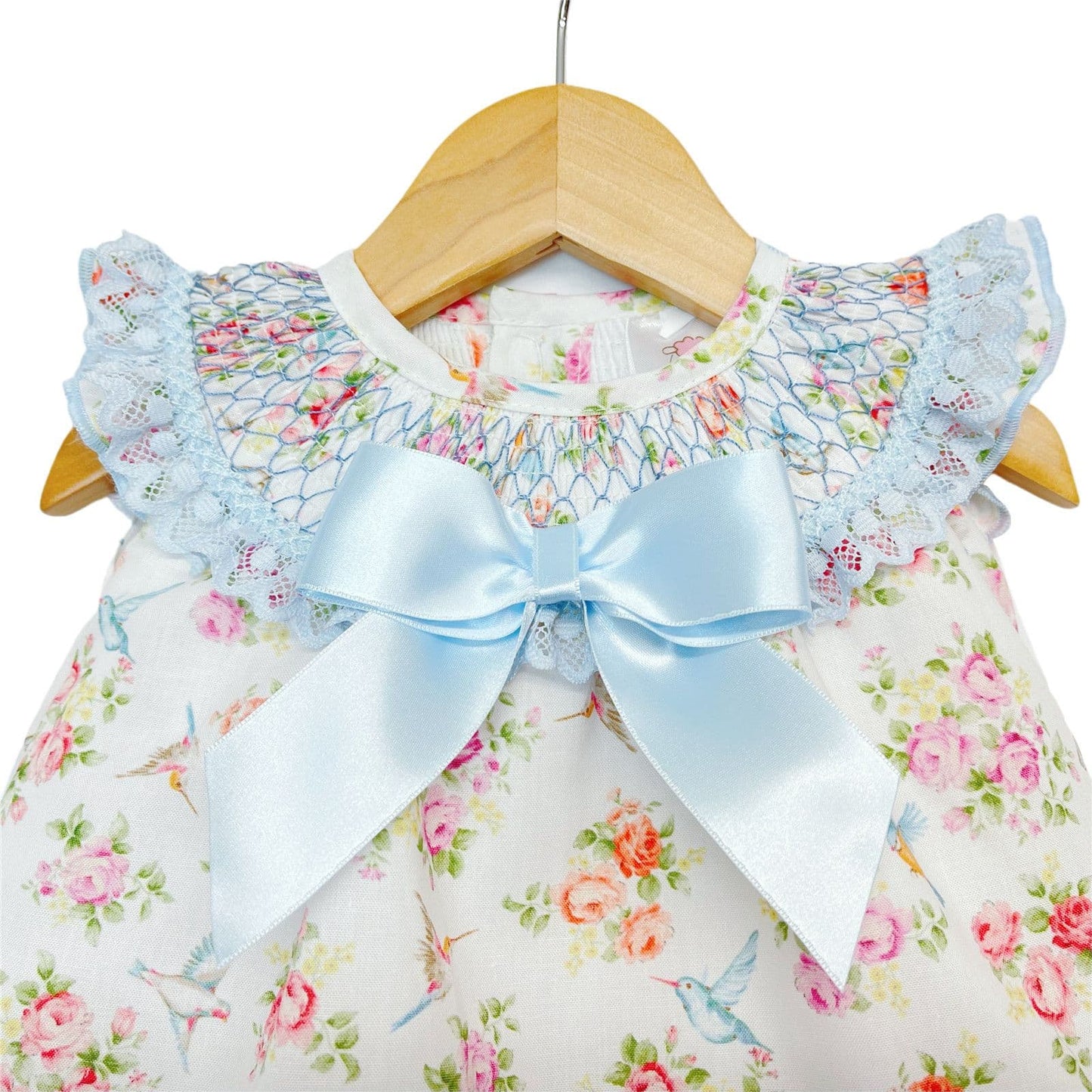 *SALE* Baby Girl Blue Floral Dress Smocked Collar with Pants "MYD2217 B"