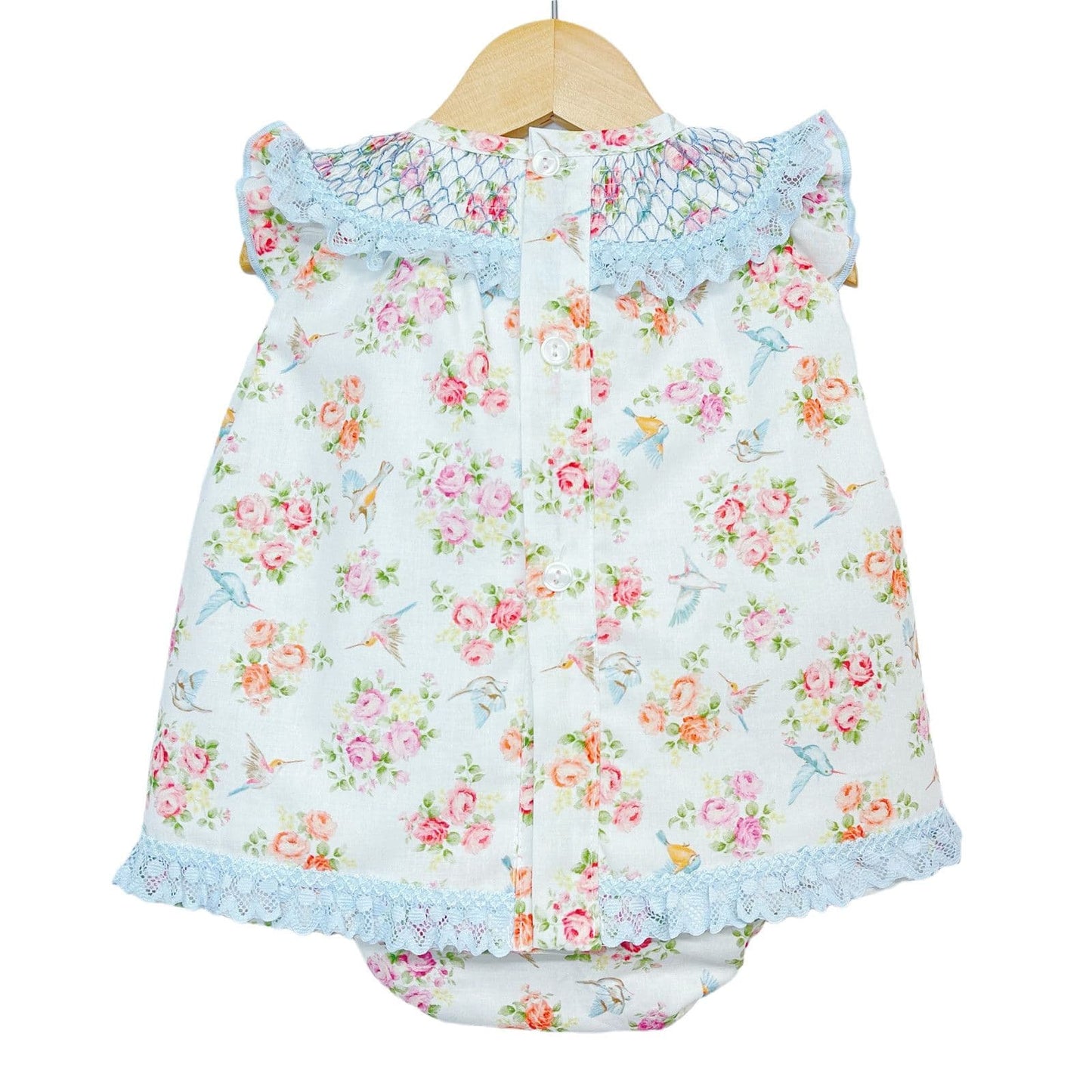 *SALE* Baby Girl Blue Floral Dress Smocked Collar with Pants "MYD2217 B"
