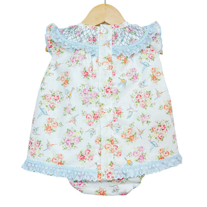 *SALE* Baby Girl Blue Floral Dress Smocked Collar with Pants "MYD2217 B"