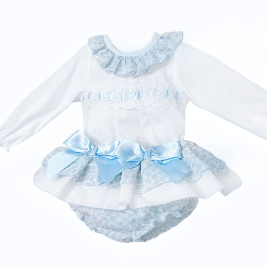 *SALE* Baby Girl Blue Floral Frilly Skirt with Shirt "MYDB2457B"