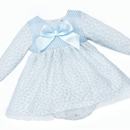 *SALE* Baby Girl Blue Floral Smocked Dress with Pants "MYDB2474"