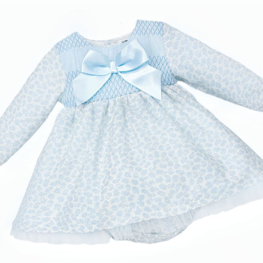 *SALE* Baby Girl Blue Floral Smocked Dress with Pants "MYDB2474"