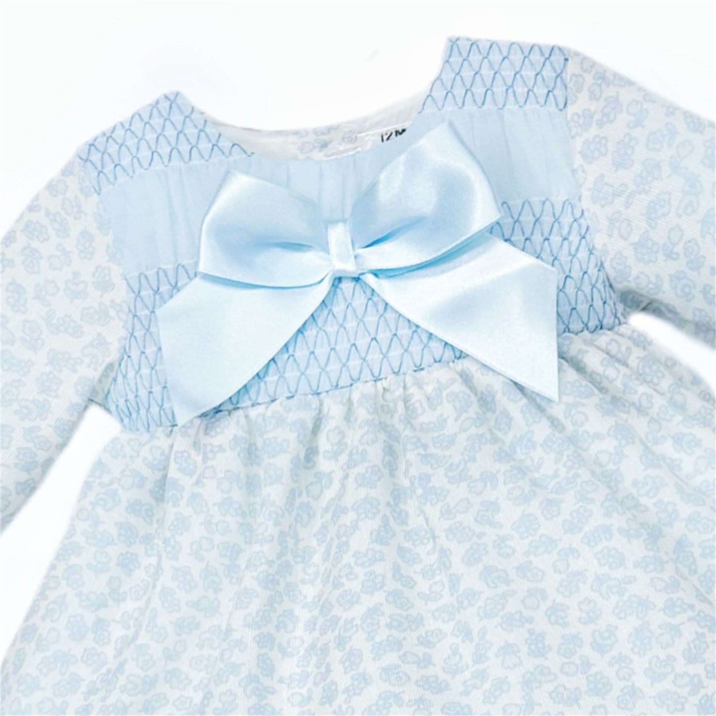*SALE* Baby Girl Blue Floral Smocked Dress with Pants "MYDB2474"