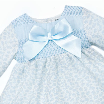 *SALE* Baby Girl Blue Floral Smocked Dress with Pants "MYDB2474"