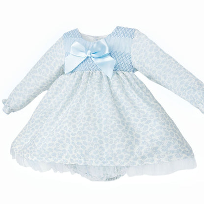 *SALE* Baby Girl Blue Floral Smocked Dress with Pants "MYDB2474"